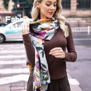 Artificial Cashmere Scarf Female Plant Print Fashion Commuter