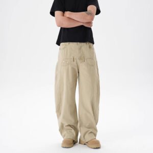 Retro Washed Distressed Loose Machete Pants Wide Leg Pants