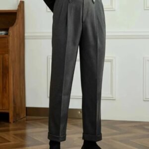 Straight High-waist Casual Trousers