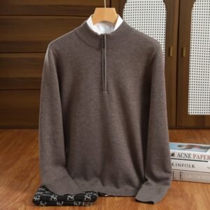 Half Zipper Worsted Wool Sweater Men's Sweater Inner Wear Blouse