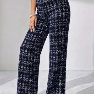 Plaid High-waist Straight-leg Women's Pants