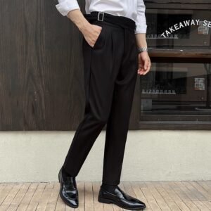 High-rise Thick Dark Striped High Waist Casual Pants