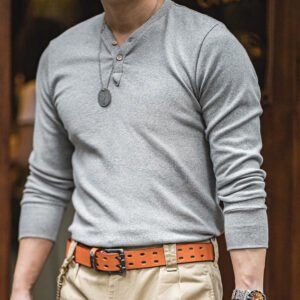 American Retro Solid Color Casual T-shirt Men