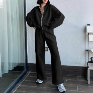 Fashion Personality Solid Color Long Pants Suit Women