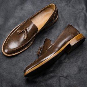 American Size Wood Grain Tassel Foreign Trade Formal Shoes Loafers Slip-on
