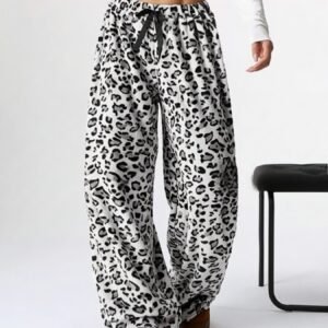 Casual Leopard Print Wide-leg Pants