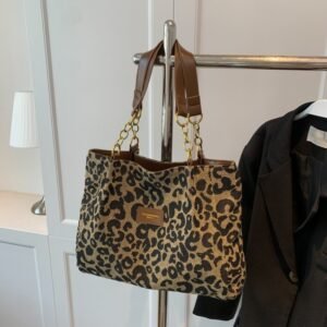 All-match Leopard Print One-shoulder Underarm Women's Bag Sense Large Capacity Totes