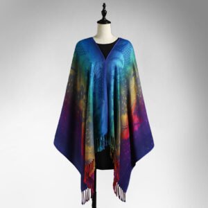 Color Jacquard Talma Long Ladies Tassel Feather