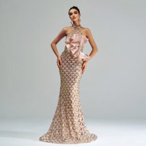 Halter Sequined Mermaid Evening Dress