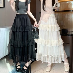 Lace Cake Dress Net Falbala Bubble Skirt