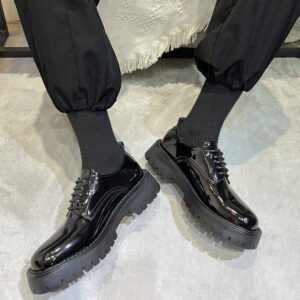 Youth Round Head British Style Flat Heel Fashion Casual Daily Leather Shoes