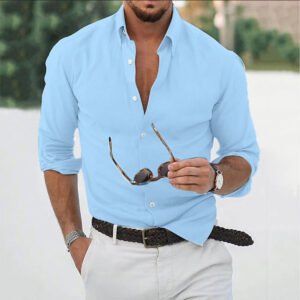Men's Short Lapels Shirt Top Home Handsome