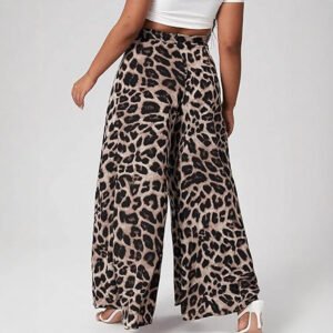 Trendy Leopard Print Plus Size Casual Loose Wide-leg Pants