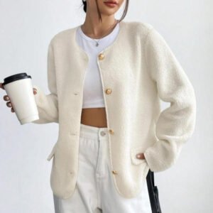 Women's Solid Color Buttons Jacket Long