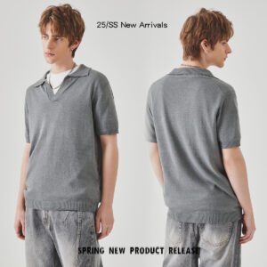 Summer Knitted Short-sleeved High-grade Solid Color Polo Collar Casual T-shirt