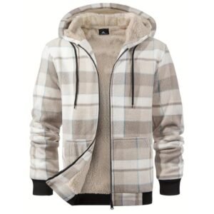 Men's Wool Plaid Hooded Jacket Outdoor Sportswear