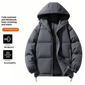 Down Cotton-padded Jacket Men's Loose And Warm Hooded Bread Coat